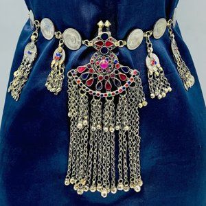 Handmade Vintage Kuchi belt, Coins Belly Dance Costume Statement Belt, Tribal